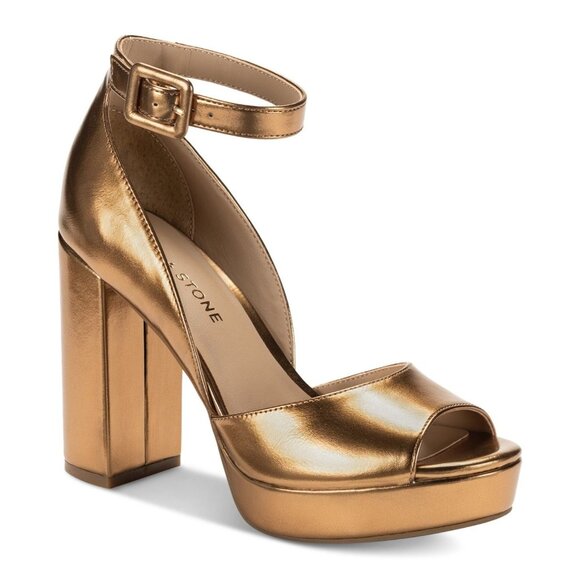 Sun + Stone Women's Reemaa Peep Toe Block Heel Sandals - Picture 1 of 3